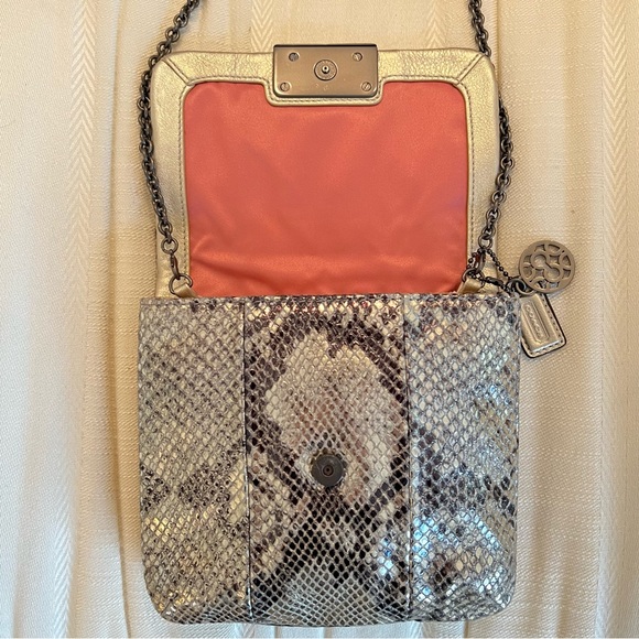 Coach Metallic Leather Reptile Print Crossbody Bag - Picture 10 of 16